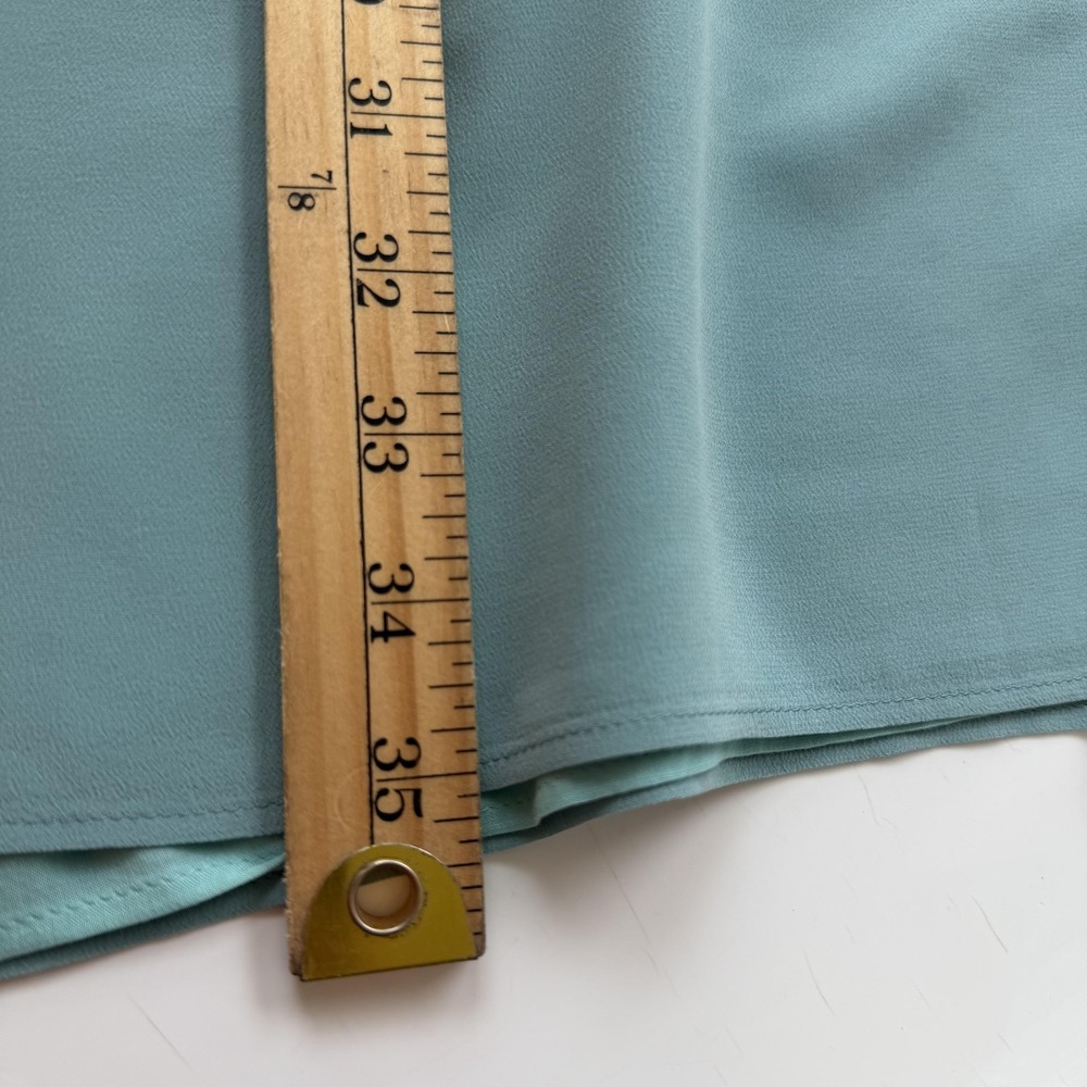 Comptoir Des Cotonniers Dress Womens 2 Mint Aqua Silk V Neck Shift Pockets Work - Picture 16 of 16